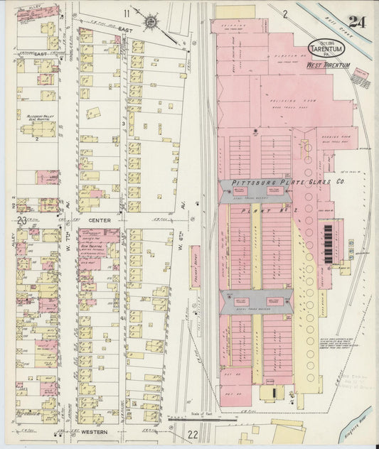 Sanborn Fire Insurance Map from Tarentum, Allegheny County, Pennsylvania (1914), Sheet #0024 - Historic Sanborn Fire Insurance Map Print, vintage old map wall art, antique decor, genealogy gift, Pennsylvania Pennsylvania map