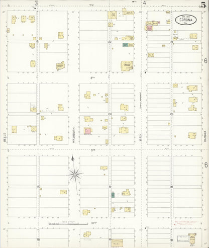 Sanborn Fire Insurance Map from Corona, Riverside County, California (1900), Sheet #0005 - Complete Map Set gallery image, historic Sanborn map, vintage wall art, California California