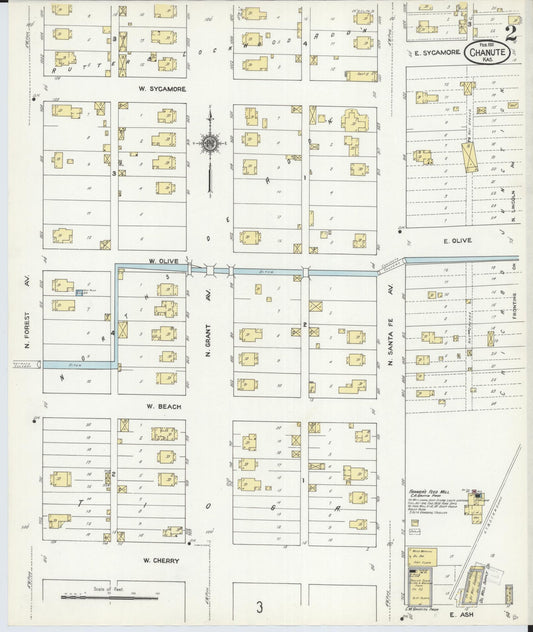 Sanborn Fire Insurance Map from Chanute, Neosho County, Kansas (1911), Sheet #0002 - Historic Sanborn Fire Insurance Map Print, vintage old map wall art, antique decor, genealogy gift, Kansas Kansas map