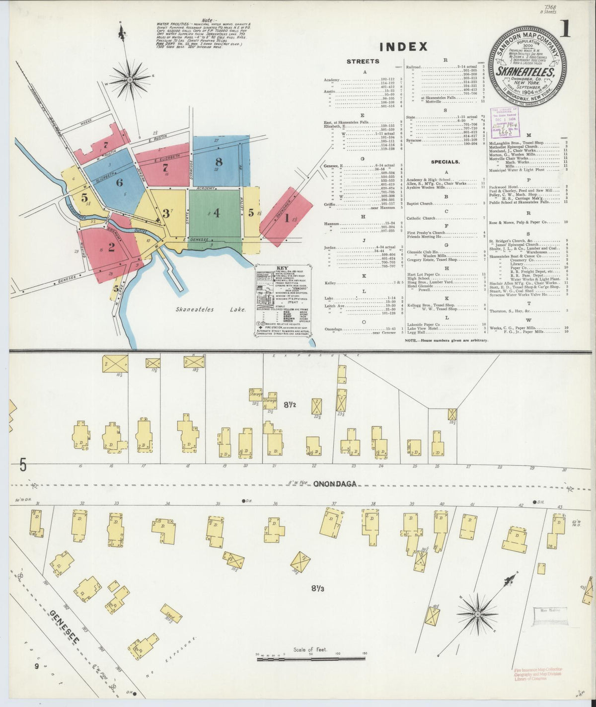 Sanborn Fire Insurance Map from Skaneateles, Onondaga County, New York (1904), Sheet #0001 - Complete Map Set gallery image, historic Sanborn map, vintage wall art, New York New York