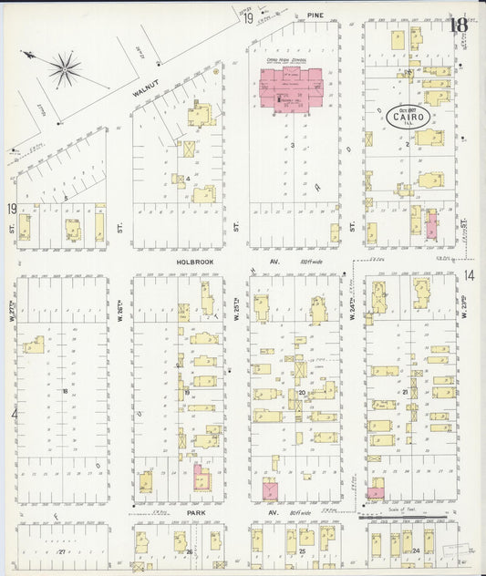 Sanborn Fire Insurance Map from Cairo, Alexander County, Illinois (1907), Sheet #0018 - Historic Sanborn Fire Insurance Map Print, vintage old map wall art, antique decor, genealogy gift, Illinois Illinois map