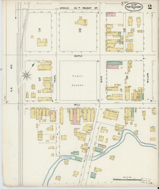 Sanborn Fire Insurance Map from Port Allegany, McKean County, Pennsylvania (1897), Sheet #0002 - Historic Sanborn Fire Insurance Map Print, vintage old map wall art, antique decor, genealogy gift, Pennsylvania Pennsylvania map
