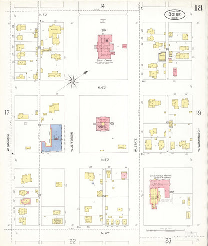 Sanborn Fire Insurance Map from Boise, Ada County, Idaho (1903), Sheet #0018 - Complete Map Set gallery image, historic Sanborn map, vintage wall art, Idaho Idaho