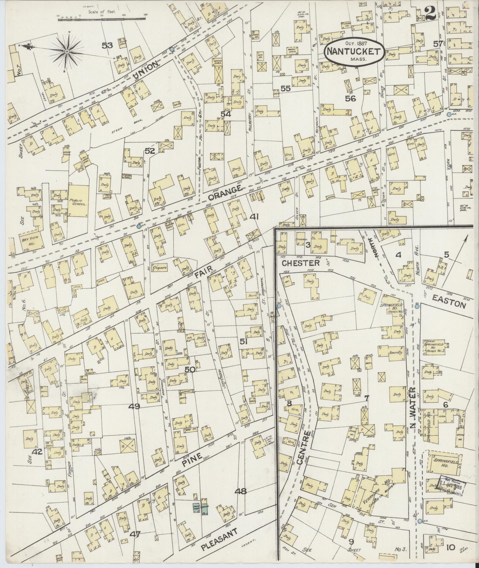 Sanborn Fire Insurance Map from Nantucket, Nantucket County, Massachusetts (1887), Sheet #0002 - Complete Map Set gallery image, historic Sanborn map, vintage wall art, Massachusetts Massachusetts