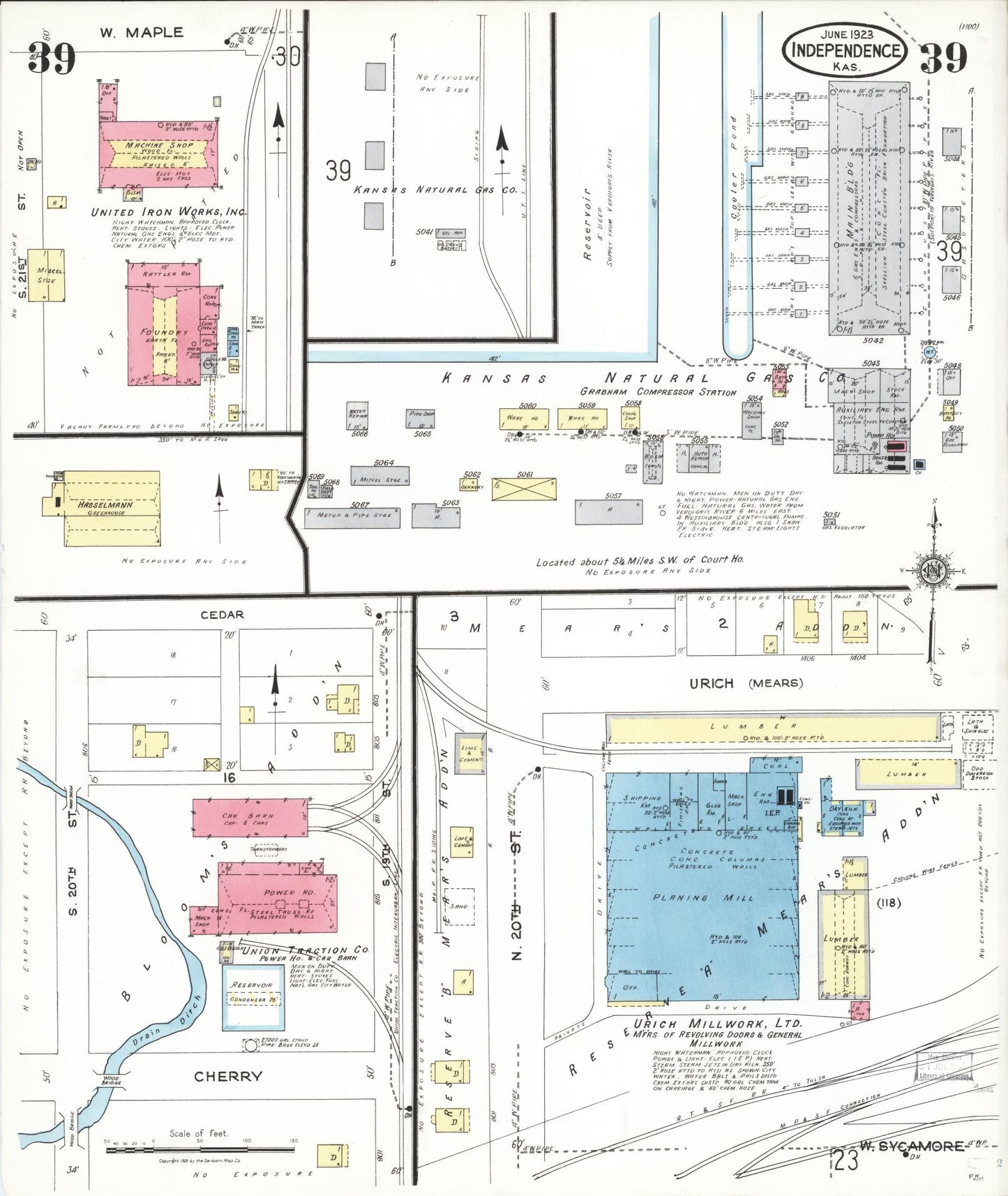 Sanborn Fire Insurance Map from Independence, Montgomery County, Kansas (1923), Sheet #0040 - Complete Map Set gallery image, historic Sanborn map, vintage wall art, Kansas Kansas