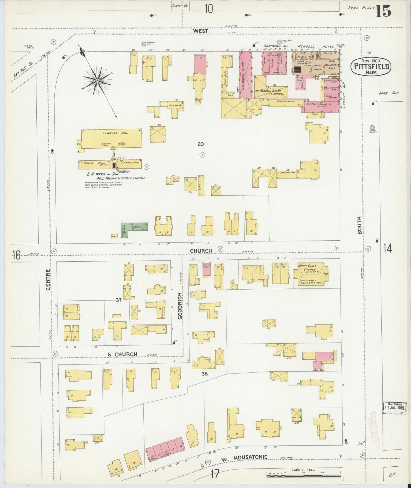 Sanborn Fire Insurance Map from Pittsfield, Berkshire County, Massachusetts (1900), Sheet #0015 - Complete Map Set gallery image, historic Sanborn map, vintage wall art, Massachusetts Massachusetts