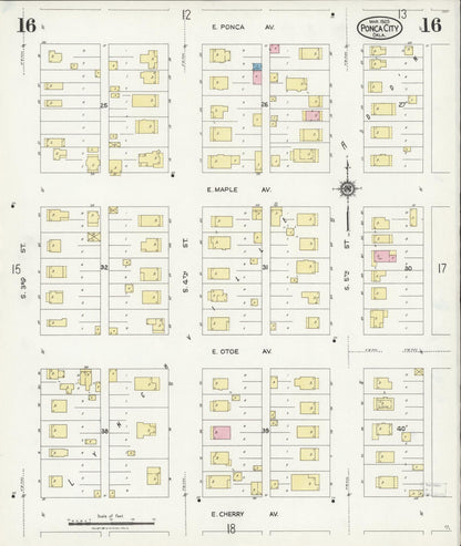 Sanborn Fire Insurance Map from Ponca City, Kay County, Oklahoma (1925), Sheet #0016 - Complete Map Set gallery image, historic Sanborn map, vintage wall art, Oklahoma Oklahoma