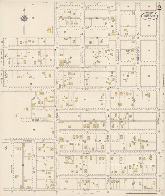 Sanborn Fire Insurance Map from Charleston, Kitsap County, Washington (1914), Sheet #0002 - Historic Sanborn Fire Insurance Map Print, vintage old map wall art, antique decor, genealogy gift, Washington Washington map