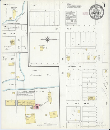 Sanborn Fire Insurance Map from Cohasset, Itasca County, Minnesota (1909), Sheet #0001 - Complete Map Set gallery image, historic Sanborn map, vintage wall art, Minnesota Minnesota