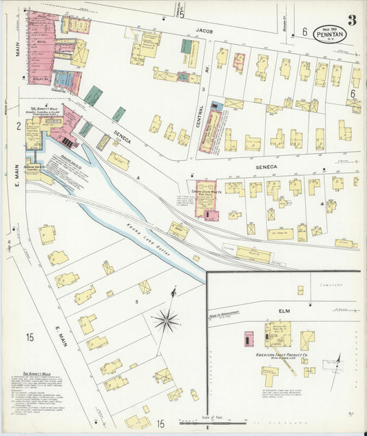 Sanborn Fire Insurance Map from Penn Yan, Yates County, New York (1909), Sheet #0003 - Historic Sanborn Fire Insurance Map Print, vintage old map wall art, antique decor, genealogy gift, New York New York map
