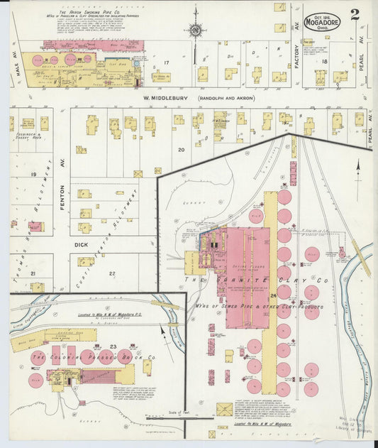 Sanborn Fire Insurance Map from Mogadore, Summit And Portage Counties, Ohio (1916), Sheet #0002 - Historic Sanborn Fire Insurance Map Print, vintage old map wall art, antique decor, genealogy gift, Ohio Ohio map