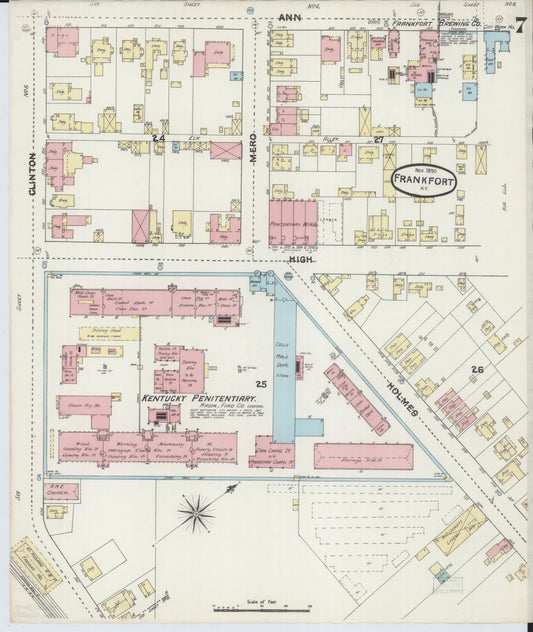 Sanborn Fire Insurance Map from Frankfort, Franklin County, Kentucky (1890), Sheet #0007 - Historic Sanborn Fire Insurance Map Print, vintage old map wall art, antique decor, genealogy gift, Kentucky Kentucky map