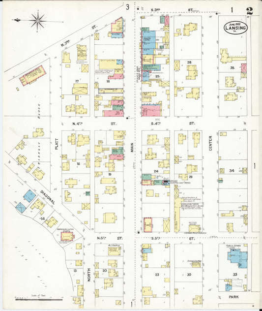 Sanborn Fire Insurance Map from Lansing, Allamakee County, Iowa (1902), Sheet #0002 - Historic Sanborn Fire Insurance Map Print, vintage old map wall art