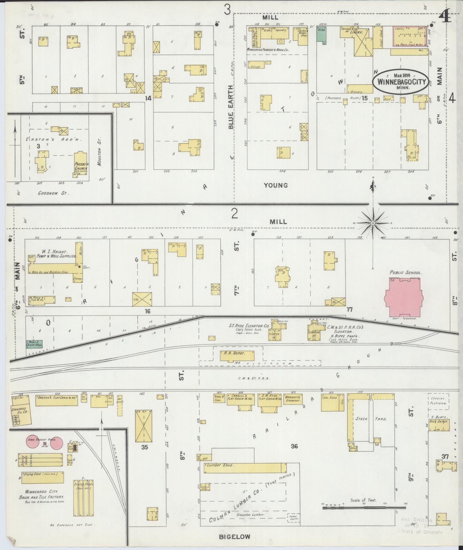 Sanborn Fire Insurance Map from Winnebago, Faribault County, Minnesota (1899), Sheet #0004 - Complete Map Set gallery image, historic Sanborn map, vintage wall art, Minnesota Minnesota