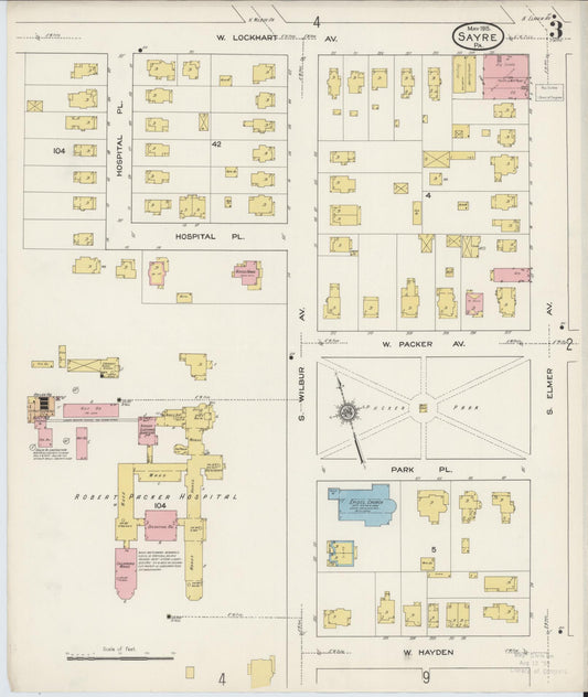 Sanborn Fire Insurance Map from Sayre, Bradford County, Pennsylvania (1915), Sheet #0003 - Historic Sanborn Fire Insurance Map Print, vintage old map wall art, antique decor, genealogy gift, Pennsylvania Pennsylvania map