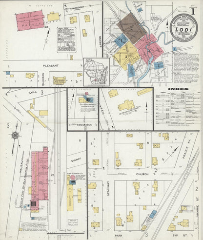 Sanborn Fire Insurance Map from Lodi, Columbia County, Wisconsin (1919), Sheet #0001 - Historic Sanborn Fire Insurance Map Print, vintage old map wall art, antique decor, genealogy gift, Wisconsin Wisconsin map