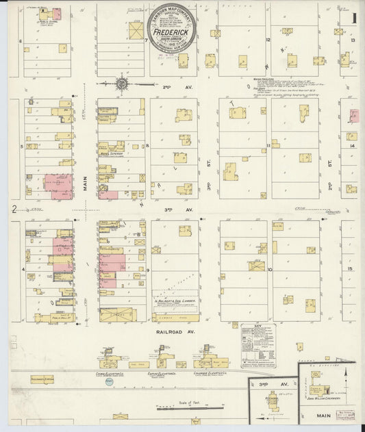 Sanborn Fire Insurance Map from Frederick, Brown County, South Dakota (1910), Sheet #0001 - Historic Sanborn Fire Insurance Map Print, vintage old map wall art, antique decor, genealogy gift, South Dakota South Dakota map