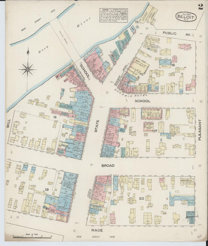 Sanborn Fire Insurance Map from Beloit, Rock County, Wisconsin (1884), Sheet #0002 - Complete Map Set gallery image, historic Sanborn map, vintage wall art, Wisconsin Wisconsin
