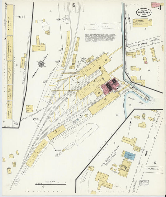 Sanborn Fire Insurance Map from Van Buren, Aroostook County, Maine (1911), Sheet #0004 - Historic Sanborn Fire Insurance Map Print, vintage old map wall art, antique decor, genealogy gift, Maine Maine map