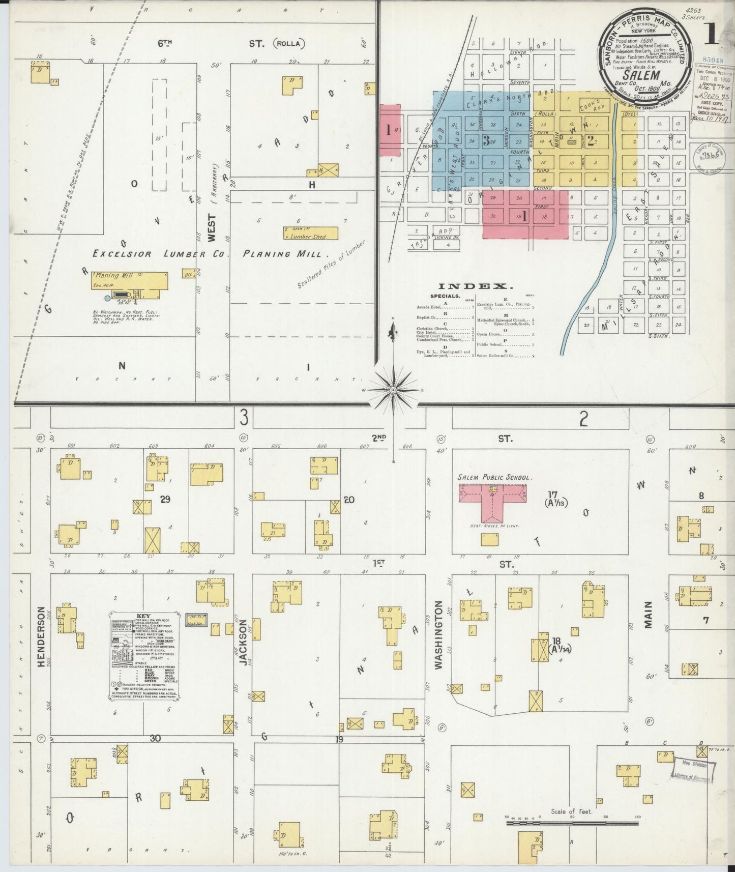 Sanborn Fire Insurance Map from Salem, Dent County, Missouri (1900), Sheet #0001 - Complete Map Set gallery image, historic Sanborn map, vintage wall art, Missouri Missouri