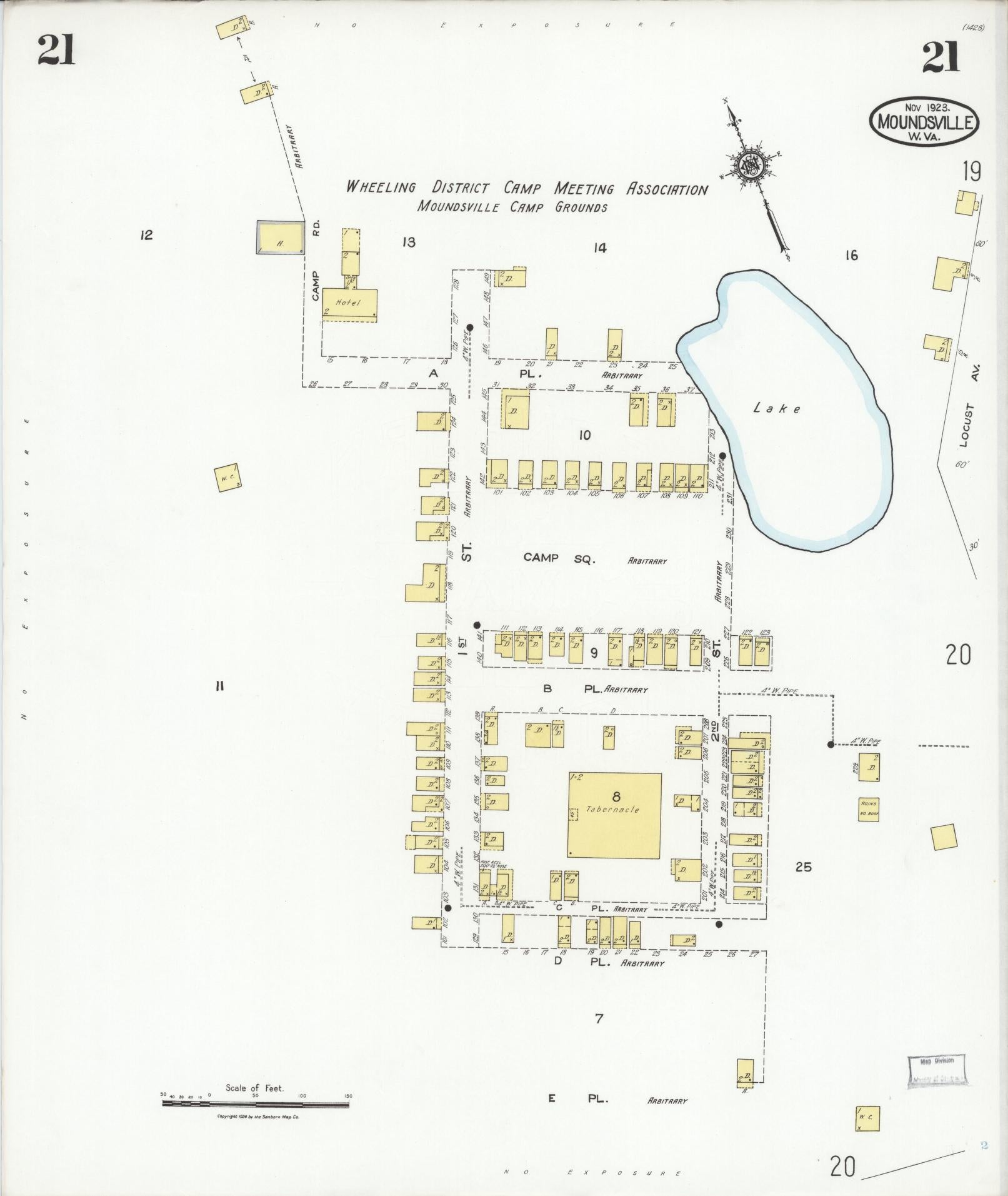 Sanborn Fire Insurance Map from Moundsville, Marshall County, West Virginia (1923), Sheet #0021 - Historic Sanborn Fire Insurance Map Print, vintage old map wall art, antique decor, genealogy gift, West Virginia West Virginia map