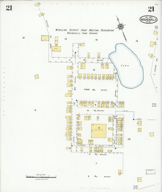 Sanborn Fire Insurance Map from Moundsville, Marshall County, West Virginia (1923), Sheet #0021 - Historic Sanborn Fire Insurance Map Print, vintage old map wall art, antique decor, genealogy gift, West Virginia West Virginia map