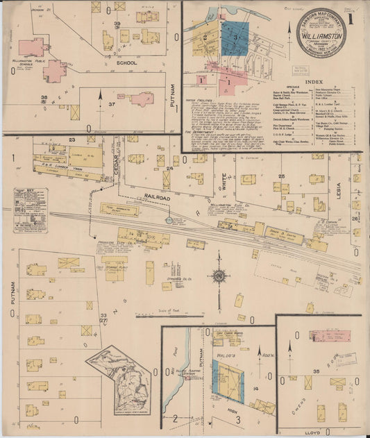 Sanborn Fire Insurance Map from Williamston, Ingham County, Michigan (1922), Sheet #0001 - Complete Map Set gallery image, historic Sanborn map, vintage wall art, Michigan Michigan