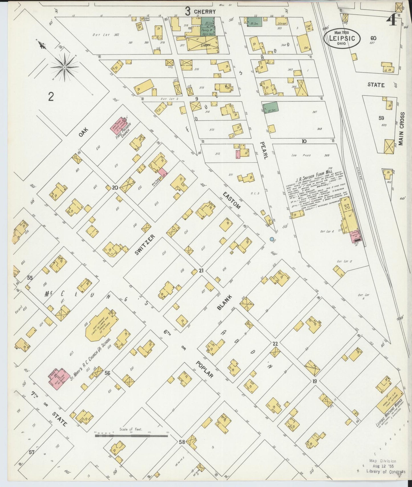 Sanborn Fire Insurance Map from Leipsic, Putnam County, Ohio (1900), Sheet #0004 - Historic Sanborn Fire Insurance Map Print, vintage old map wall art, antique decor, genealogy gift, Ohio Ohio map