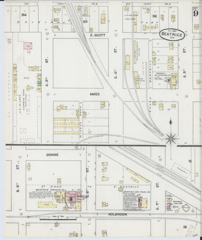 Sanborn Fire Insurance Map from Beatrice, Gage County, Nebraska (1889), Sheet #0009 - Complete Map Set gallery image, historic Sanborn map, vintage wall art, Nebraska Nebraska