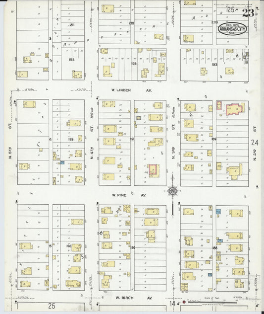 Sanborn Fire Insurance Map from Arkansas City, Cowley County, Kansas (1920), Sheet #0023 - Historic Sanborn Fire Insurance Map Print, vintage old map wall art, antique decor, genealogy gift, Arkansas Arkansas map