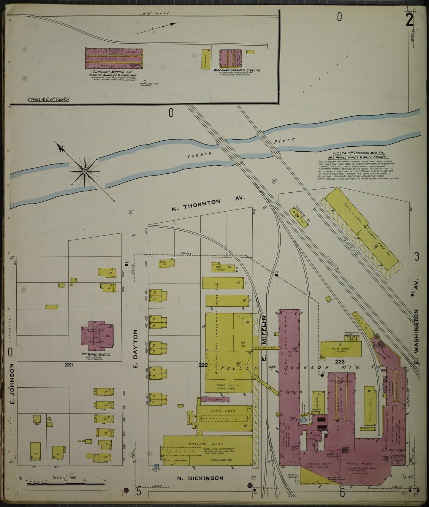 Sanborn Fire Insurance Map from Madison, Dane County, Wisconsin (1908), Sheet #0002 - Historic Sanborn Fire Insurance Map Print, vintage old map wall art, antique decor, genealogy gift, Wisconsin Wisconsin map