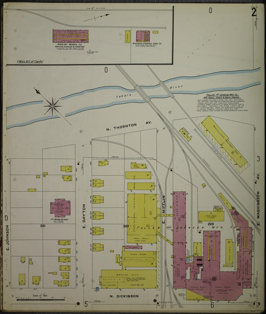 Sanborn Fire Insurance Map from Madison, Dane County, Wisconsin (1908), Sheet #0002 - Historic Sanborn Fire Insurance Map Print, vintage old map wall art, antique decor, genealogy gift, Wisconsin Wisconsin map