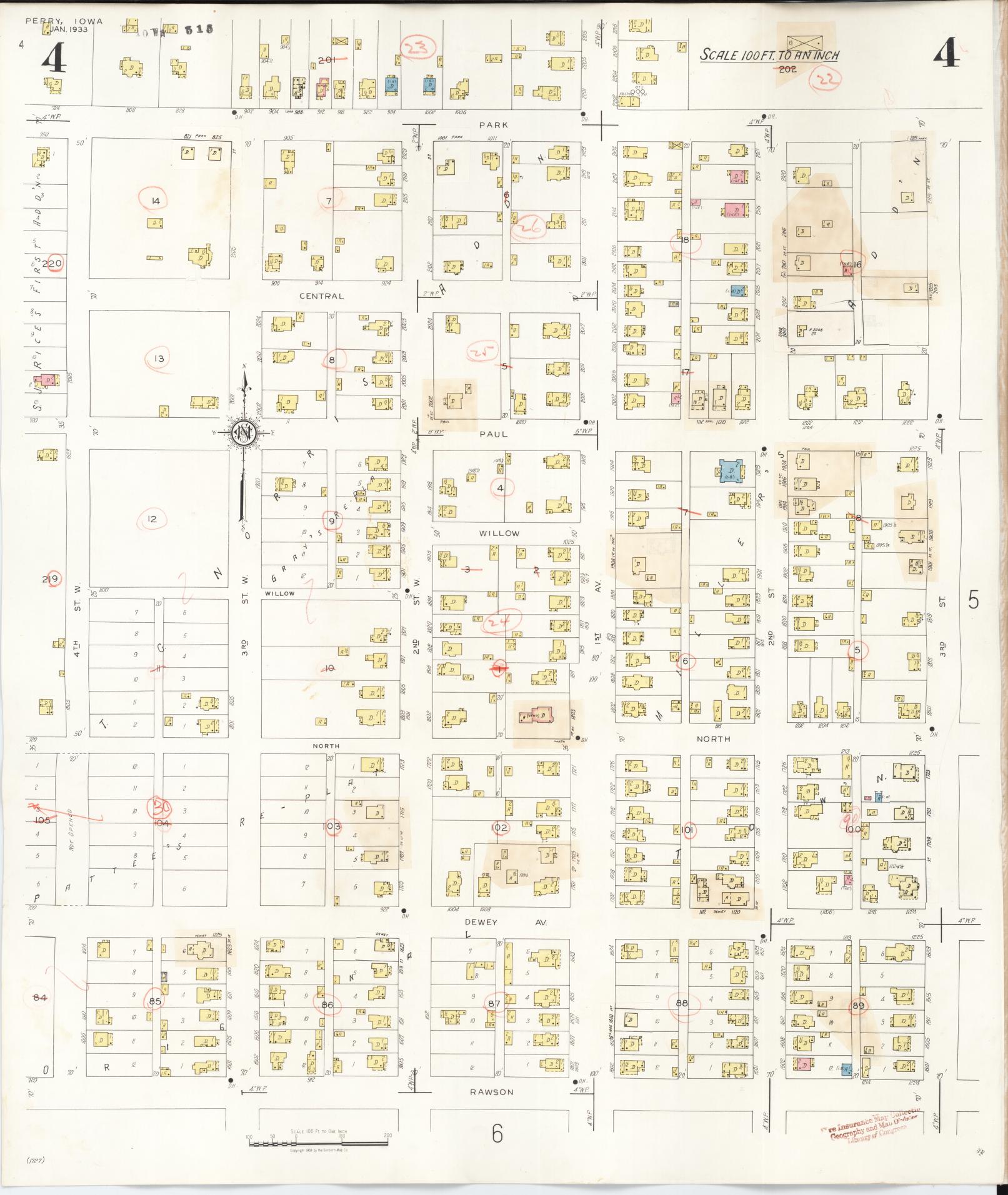Sanborn Fire Insurance Map from Perry, Dallas County, Iowa (1947), Sheet #0004 - Historic Sanborn Fire Insurance Map Print, vintage old map wall art