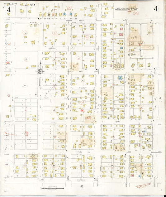Sanborn Fire Insurance Map from Perry, Dallas County, Iowa (1947), Sheet #0004 - Historic Sanborn Fire Insurance Map Print, vintage old map wall art