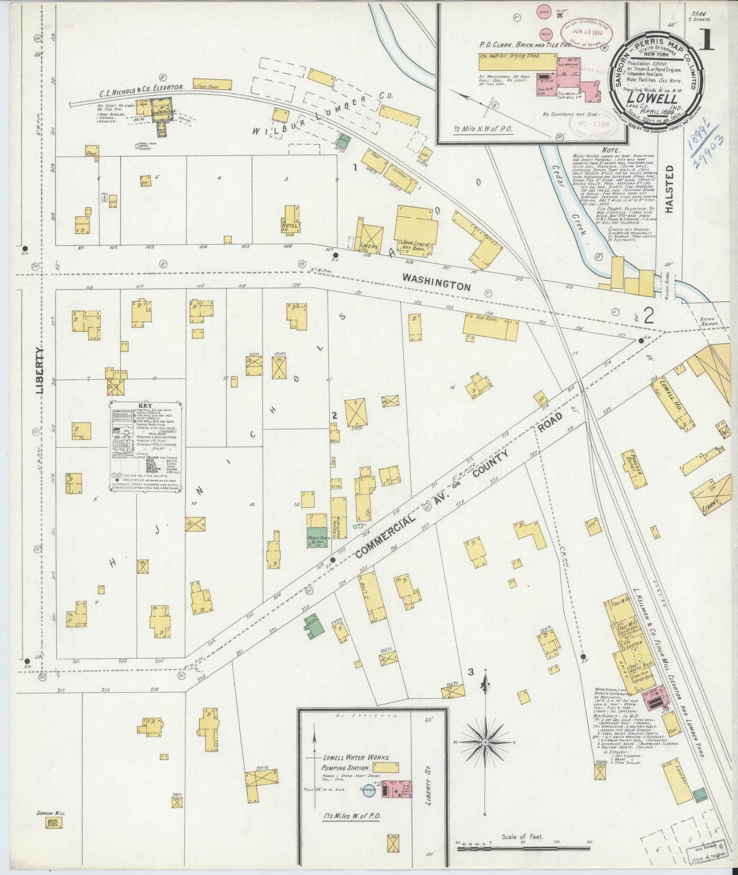 Sanborn Fire Insurance Map from Lowell, Lake County, Indiana (1899), Sheet #0001 - Complete Map Set gallery image, historic Sanborn map, vintage wall art, Indiana Indiana