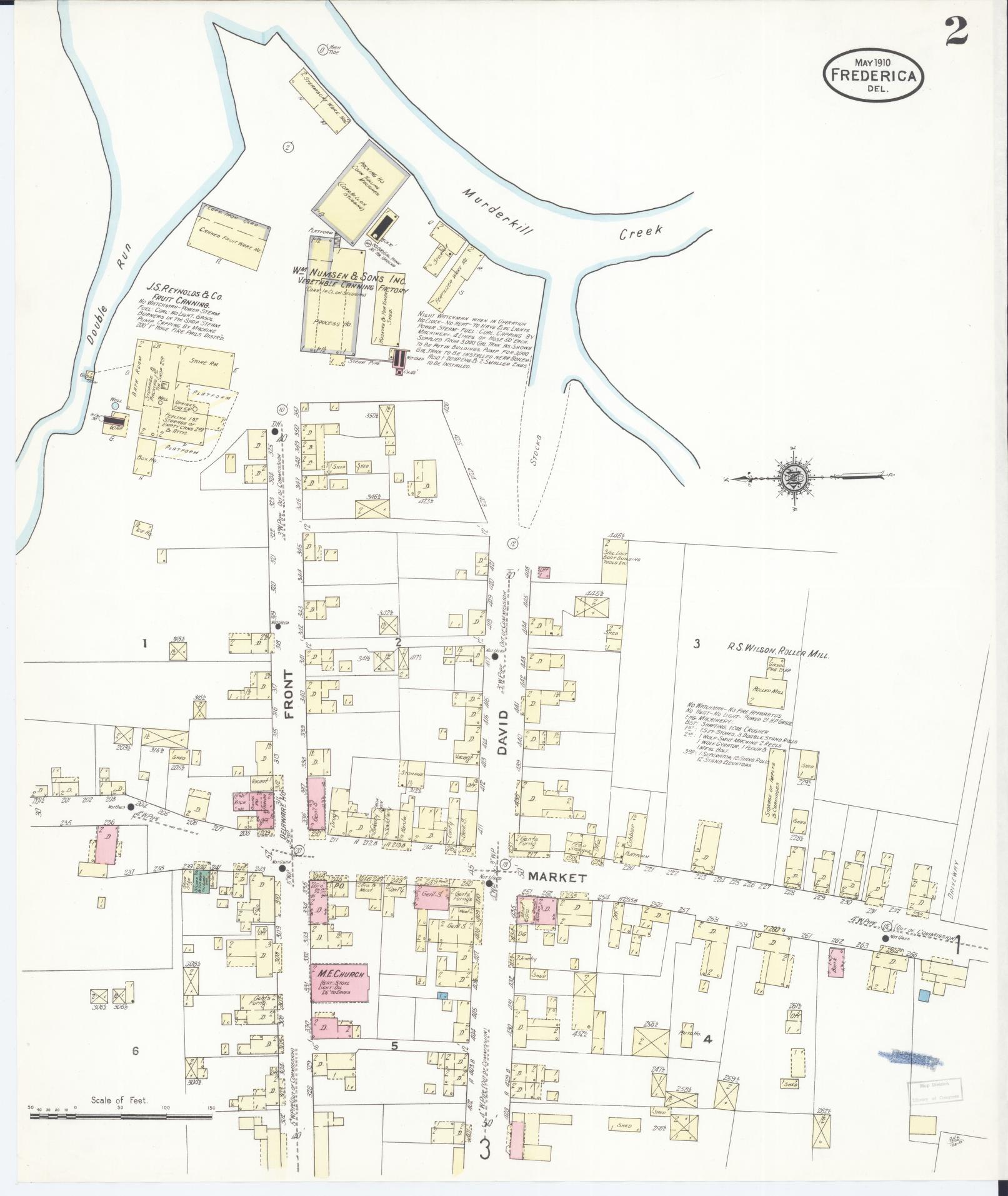 Sanborn Fire Insurance Map from Frederica, Kent County, Delaware (1910), Sheet #0002 - Complete Map Set gallery image, historic Sanborn map, vintage wall art, Delaware Delaware