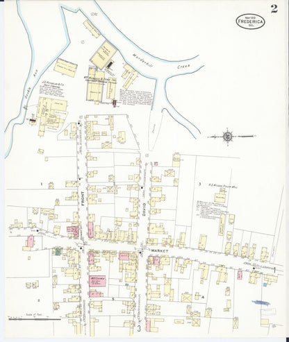Sanborn Fire Insurance Map from Frederica, Kent County, Delaware (1910), Sheet #0002 - Complete Map Set gallery image, historic Sanborn map, vintage wall art, Delaware Delaware