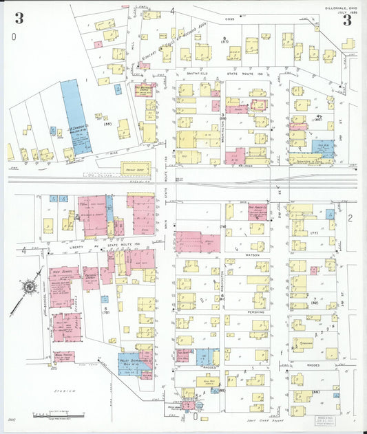Sanborn Fire Insurance Map from Dillonvale, Jefferson County, Ohio (1950), Sheet #0003 - Historic Sanborn Fire Insurance Map Print, vintage old map wall art, antique decor, genealogy gift, Ohio Ohio map