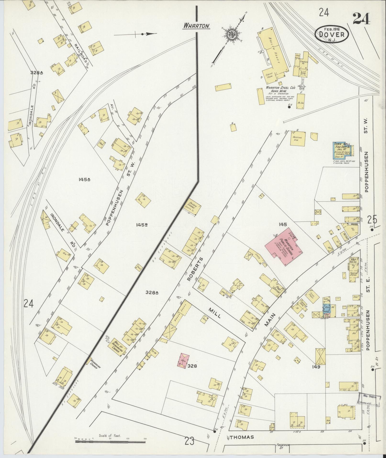 Sanborn Fire Insurance Map from Dover, Morris County, New Jersey (1916), Sheet #0024 - Complete Map Set gallery image, historic Sanborn map, vintage wall art, New Jersey New Jersey