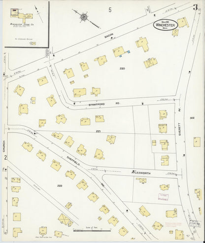Sanborn Fire Insurance Map from Winchester, Middlesex County, Massachusetts (1910), Sheet #0003 - Historic Sanborn Fire Insurance Map Print, vintage old map wall art, antique decor, genealogy gift, Massachusetts Massachusetts map
