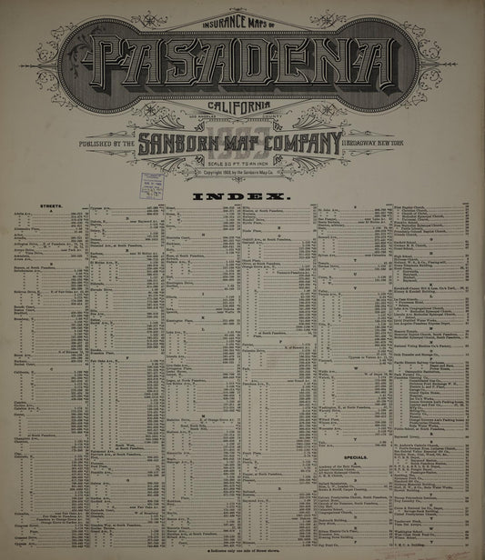 Sanborn Fire Insurance Map from Pasadena, Los Angeles County, California. (1903) – Historic Sanborn Fire Insurance Map Print