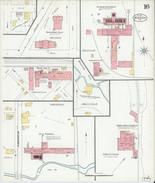 Sanborn Fire Insurance Map from Marion, Grant County, Indiana (1901), Sheet #0016 - Historic Sanborn Fire Insurance Map Print, vintage old map wall art, antique decor, genealogy gift, Indiana Indiana map