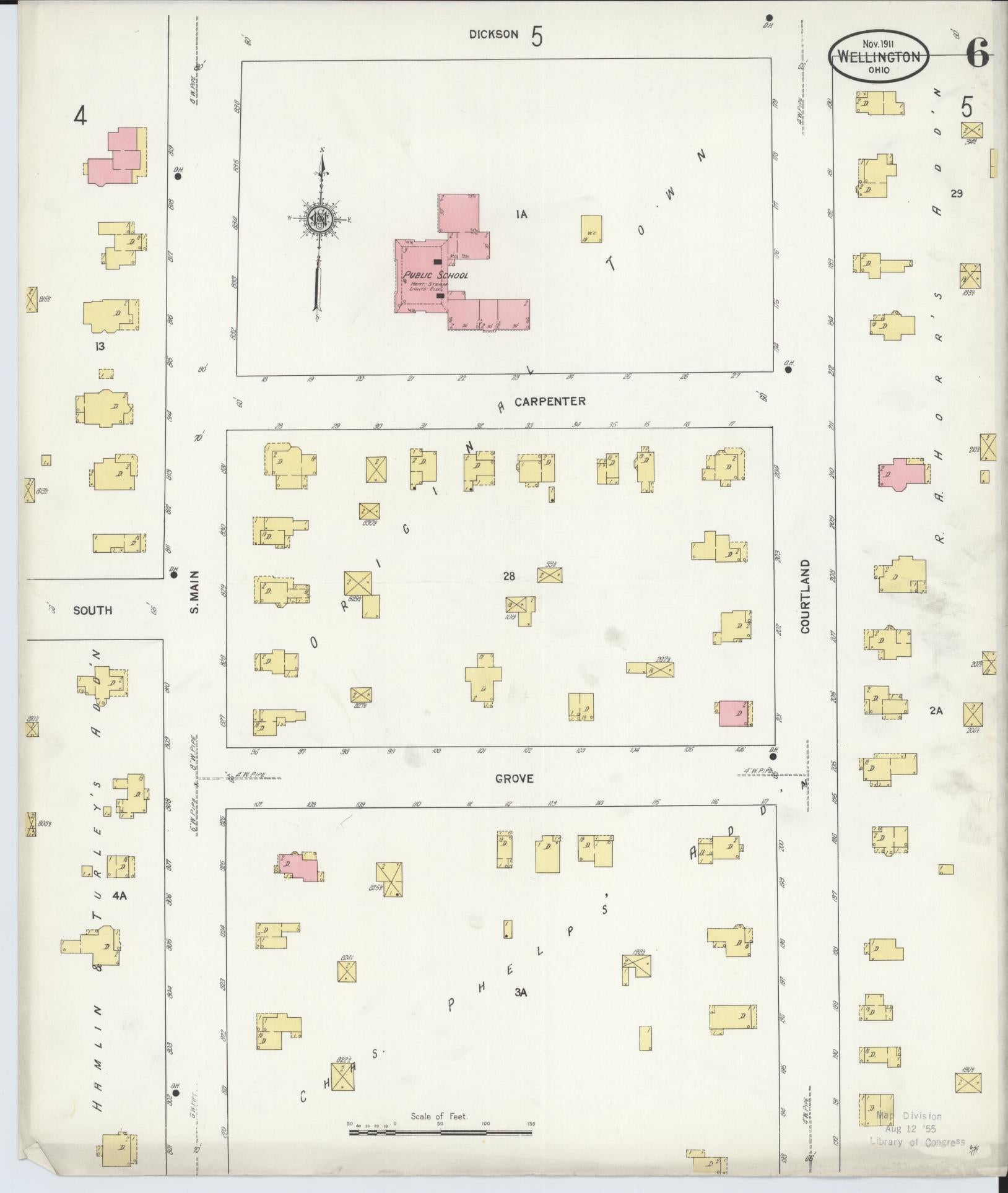 Sanborn Fire Insurance Map from Wellington, Lorain County, Ohio (1911), Sheet #0006 - Complete Map Set gallery image, historic Sanborn map, vintage wall art, Ohio Ohio