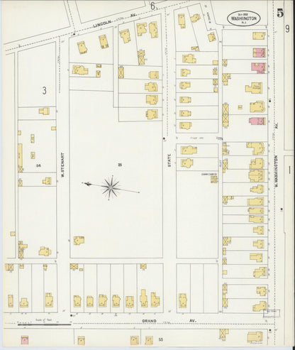 Sanborn Fire Insurance Map from Washington, Warren County, New Jersey (1902), Sheet #0005 - Complete Map Set gallery image, historic Sanborn map, vintage wall art, Washington Washington