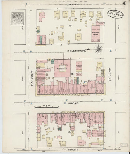 Sanborn Fire Insurance Map from Columbus, Muscogee County, Georgia (1885), Sheet #0004 - Complete Map Set gallery image, historic Sanborn map, vintage wall art, Georgia Georgia