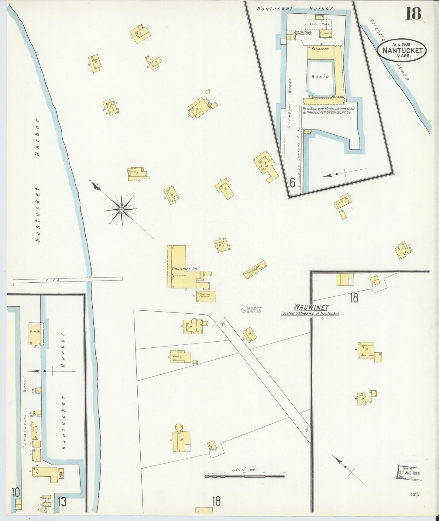 Sanborn Fire Insurance Map from Nantucket, Nantucket County, Massachusetts (1909), Sheet #0018 - Complete Map Set gallery image, historic Sanborn map, vintage wall art, Massachusetts Massachusetts
