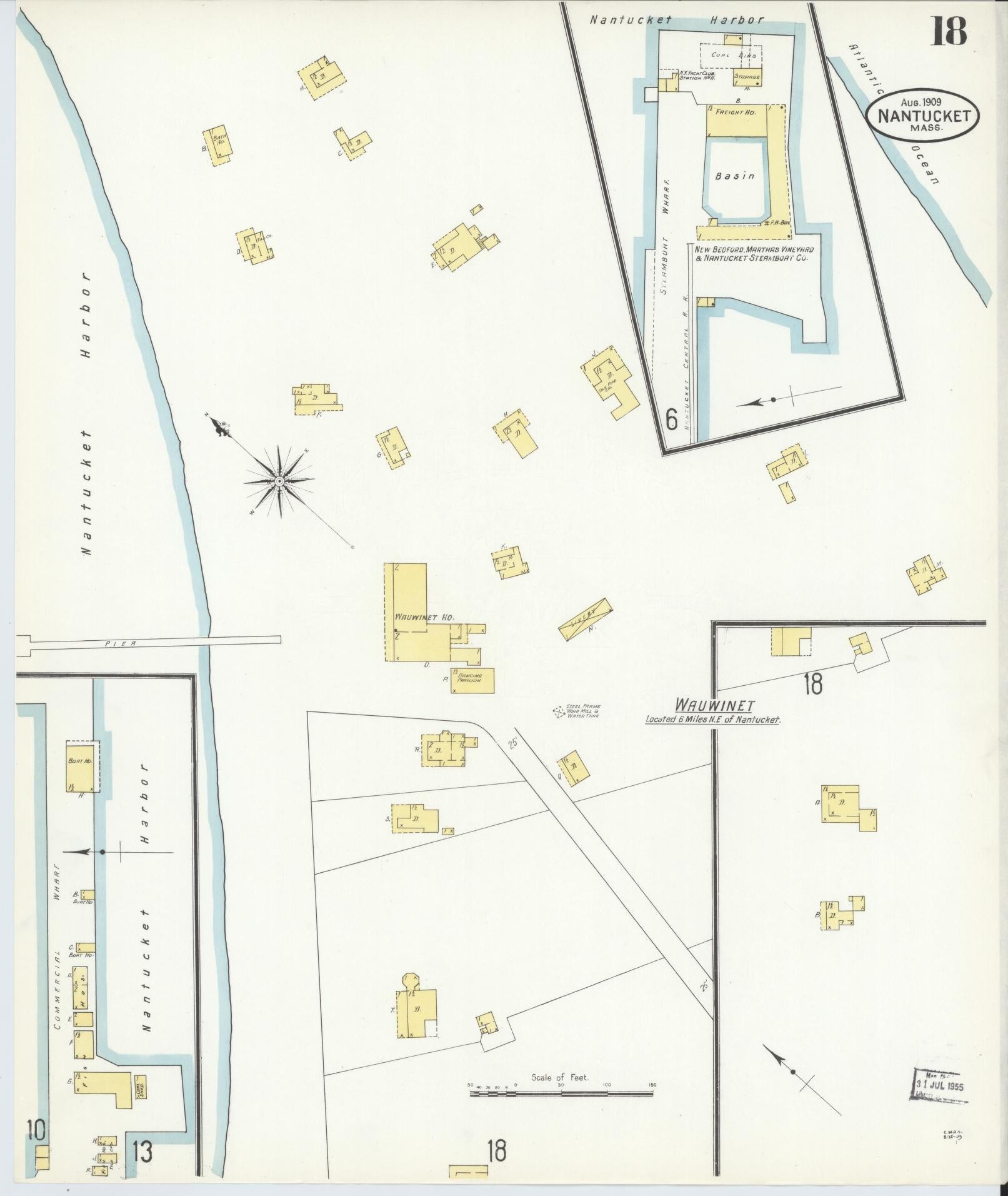 Sanborn Fire Insurance Map from Nantucket, Nantucket County, Massachusetts (1909), Sheet #0018 - Complete Map Set gallery image, historic Sanborn map, vintage wall art, Massachusetts Massachusetts