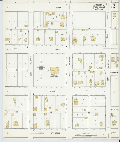 Sanborn Fire Insurance Map from Faulkton, Faulk County, South Dakota (1921), Sheet #0002 - Complete Map Set gallery image, historic Sanborn map, vintage wall art, South Dakota South Dakota