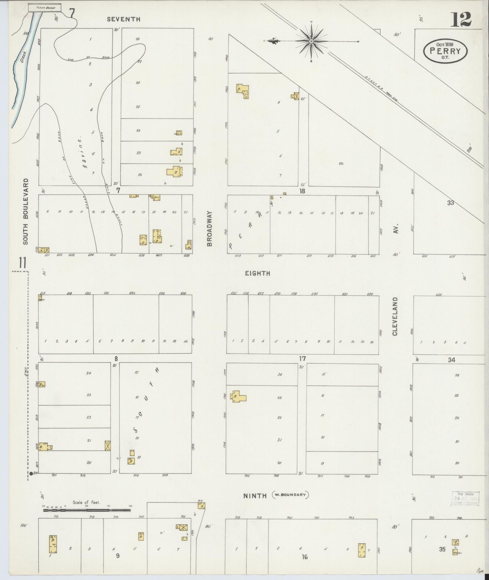 Sanborn Fire Insurance Map from Perry, Noble County, Oklahoma (1898), Sheet #0012 - Complete Map Set gallery image, historic Sanborn map, vintage wall art, Oklahoma Oklahoma