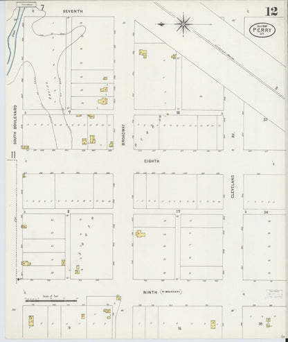Sanborn Fire Insurance Map from Perry, Noble County, Oklahoma (1898), Sheet #0012 - Complete Map Set gallery image, historic Sanborn map, vintage wall art, Oklahoma Oklahoma